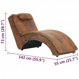 Șezlong de masaj cu pernă, maro, piele întoarsă artificială - Img 10