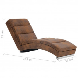 Șezlong, maro, piele întoarsă artificială - Img 8