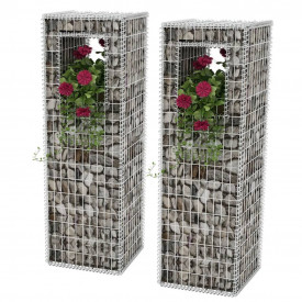 Stâlpi coș gabion/jardinieră din oțel, 2 buc, 50 x 50 x 160 cm