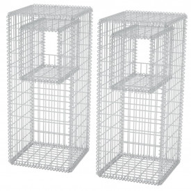 Stâlpi coș gabion/jardiniere din oțel, 2 buc., 50 x 50 x 120 cm - Img 2