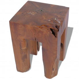 Taburet din lemn de tec solid, 30 x 30 x 40 cm - Img 3