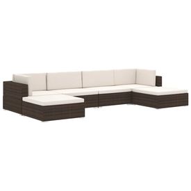 Taburet modular, 1 buc., negru, poliratan, cu pernă