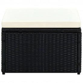 Taburet otoman din poliratan, 53 x 53 x 30 cm, negru - Img 3