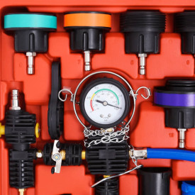 Tester presiune radiator cu kit de evacuare vid și reumplere 27 piese - Img 6