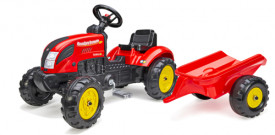 Tractor cu pedale si remorca pentru copii, Falk ,Rosu, 2058L - Img 2