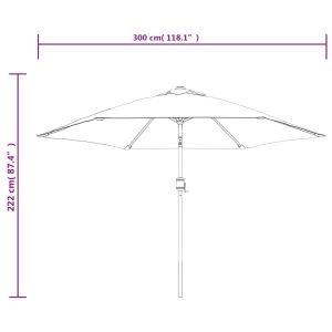 Umbrelă de soare de exterior, stâlp metalic, 300 cm, gri taupe - Img 8