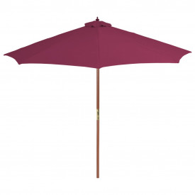 Umbrelă de soare exterior, stâlp din lemn, 300 cm, roșu bordo - Img 2