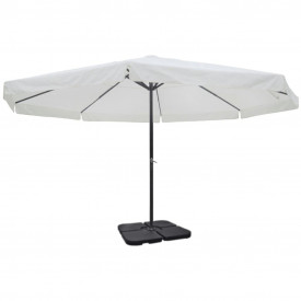 Umbrelă din aluminiu cu bază portabilă, alb - Img 2
