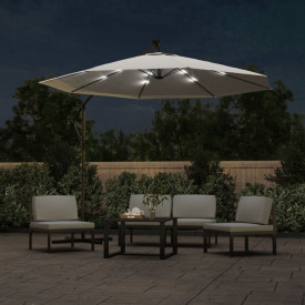 Umbrelă soare suspendată, iluminare LED, stâlp metalic 300 cm - Img 3