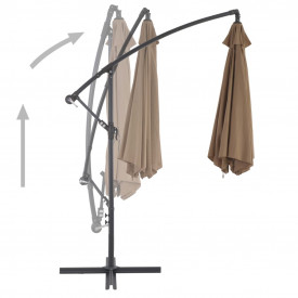 Umbrelă suspendată cu stâlp din aluminiu, 300 cm, gri taupe - Img 4