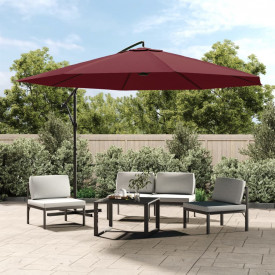 Umbrelă suspendată cu stâlp din aluminiu, 350 cm, roșu bordo