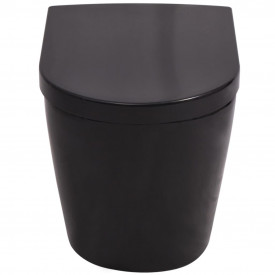 Vas toaletă suspendat cu rezervor încastrat, ceramică, negru - Img 6