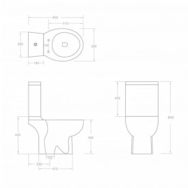 Vas WC toaletă de baie, negru, ceramică, rotund, flux inferior - Img 9