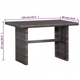 vidaXL 11 piese, Set mobilier de grădină, gri, poliratan - Img 6
