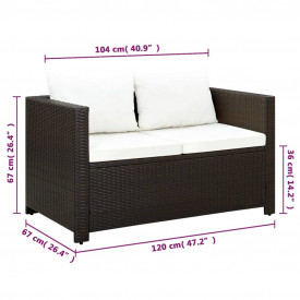 vidaXL 11 piese Set mobilier de grădină, maro, poliratan - Img 7