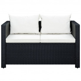 vidaXL 11 piese Set mobilier de grădină, negru, poliratan - Img 3