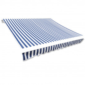 vidaXL Acoperiș de copertină din pânză, albastru &amp; alb, 481x296 cm - Img 1