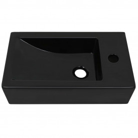 vidaXL Chiuvetă cu orificiu robinet, negru, 46x25,5x12, ceramică - Img 3