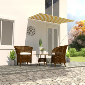 vidaXL Copertină retractabilă, galben și alb, 200 x 150 cm - Img 1