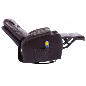 vidaXL Fotoliu de masaj electric rabatabil, piele artificială, maro - Img 6