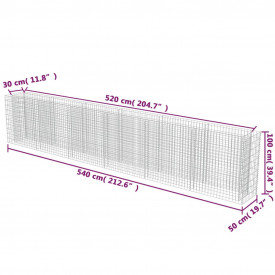 vidaXL Gabion jardinieră din oțel galvanizat, 540 x 50 x 100 cm - Img 8