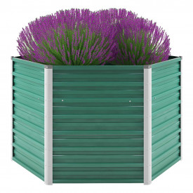 vidaXL Jardinieră grădină, oțel galvanizat, 129 x 129 x 77 cm, verde