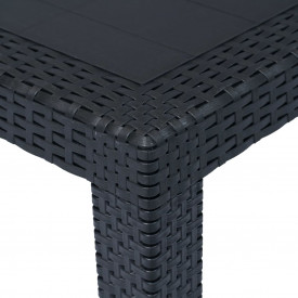 vidaXL Masă de grădină, antracit, 220x90x72 cm , plastic, aspect ratan - Img 3