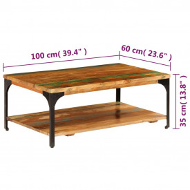 vidaXL Măsuță de cafea cu raft, 100 x 60 x 35 cm, lemn masiv reciclat - Img 8