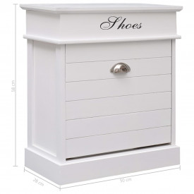 vidaXL Pantofar, alb, 50 x 28 x 58 cm, lemn de paulownia - Img 8