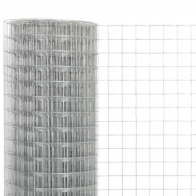 vidaXL Plasă de sârmă, argintiu, 25 x 1,5 m, oțel galvanizat, pătrat - Img 3