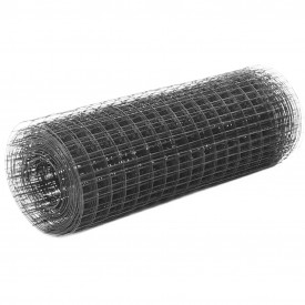 vidaXL Plasă de sârmă, gri, 25 x 0,5 m, oțel cu înveliș PVC, pătrat