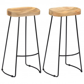 vidaXL Scaune de bar Gavin, 2 buc., 45x40x78 cm, lemn masiv de mango - Img 1