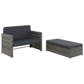 vidaXL Set mobilier de grădină, 5 piese, poliratan, gri