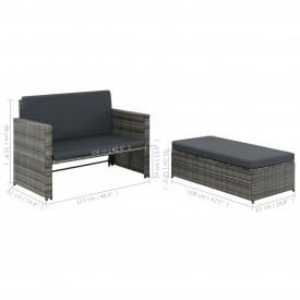 vidaXL Set mobilier de grădină, 5 piese, poliratan, gri - Img 9