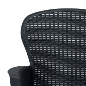 vidaXL Set mobilier exterior, 5 piese, antracit, plastic, aspect ratan - Img 5