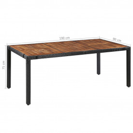 vidaXL Set mobilier exterior, 9 piese, poliratan și lemn masiv acacia - Img 6