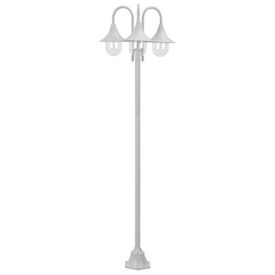vidaXL Stâlp iluminare grădină, E27, 220 cm, aluminiu, 3 lămpi, alb