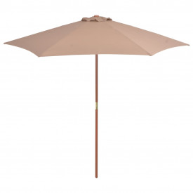 vidaXL Umbrelă de soare de exterior cu stâlp din lemn, taupe, 270 cm