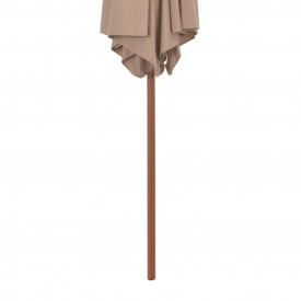 vidaXL Umbrelă de soare de exterior cu stâlp din lemn, taupe, 270 cm - Img 4