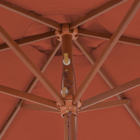 vidaXL Umbrelă de soare de exterior, stâlp din lemn, cărămiziu, 270 cm - Img 5