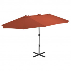 vidaXL Umbrelă de soare exterior stâlp aluminiu, cărămiziu, 460x270 cm - Img 1