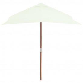 vidaXL Umbrelă de soare, exterior, stâlp lemn, 150x200 cm, nisipiu - Img 3