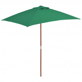 vidaXL Umbrelă de soare, exterior, stâlp lemn, 150x200 cm, verde