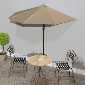vidaXL Umbrelă de soare semicerc tijă aluminiu gri taupe 270x135 cm