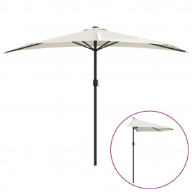 vidaXL Umbrelă de soare, semicerc, tijă aluminiu, nisipiu, 300x150 cm - Img 2