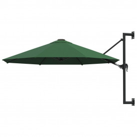 vidaXL Umbrelă soare, montaj pe perete, tijă metalică, verde, 300 cm