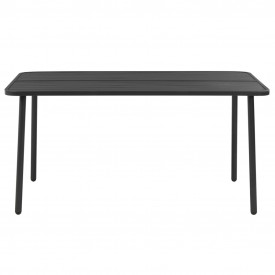 7 piese Set mobilier de exterior, gri închis, oțel cu șipci - Img 3