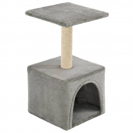 Ansamblu pentru pisici, stâlp cu funie de sisal, 55 cm, gri - Img 2