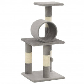 Ansamblu pentru pisici, stâlpi din funie de sisal, 65 cm, gri - Img 2