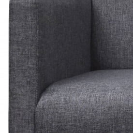 Bancă cu perne căptușite, textil, lemn de hevea, gri închis - Img 2